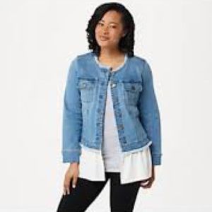Denim jacket with detailed bottom